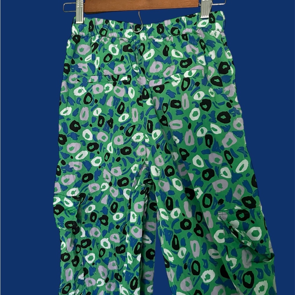 Diane Von Furstenberg Green and Blue Patterned Women Bottoms Cargo Pants